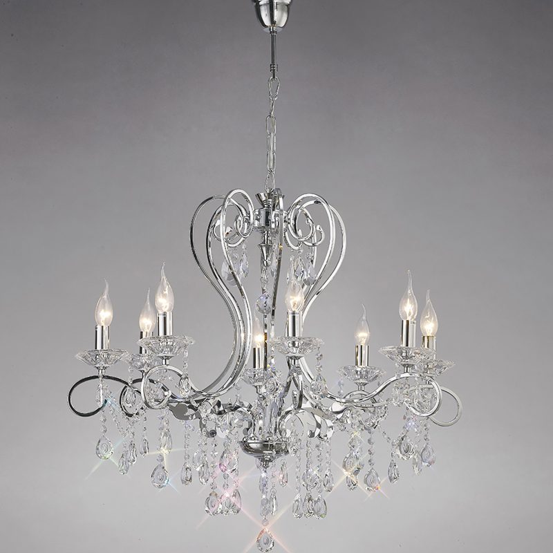 Diyas IL31368 Vela 8 Light Crystal Chandelier Chrome