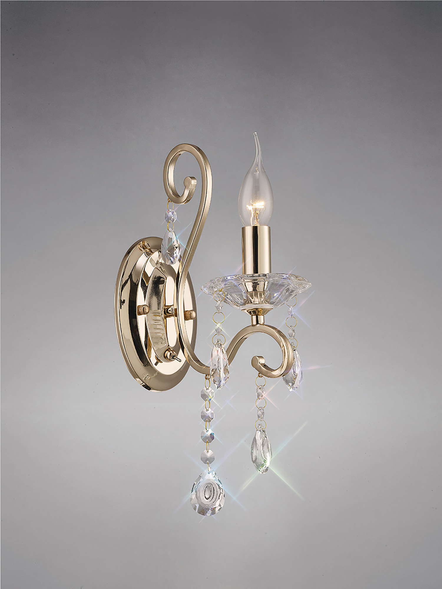 Diyas IL32061 Vela Single Wall Light Crystal Chandelier French Gold
