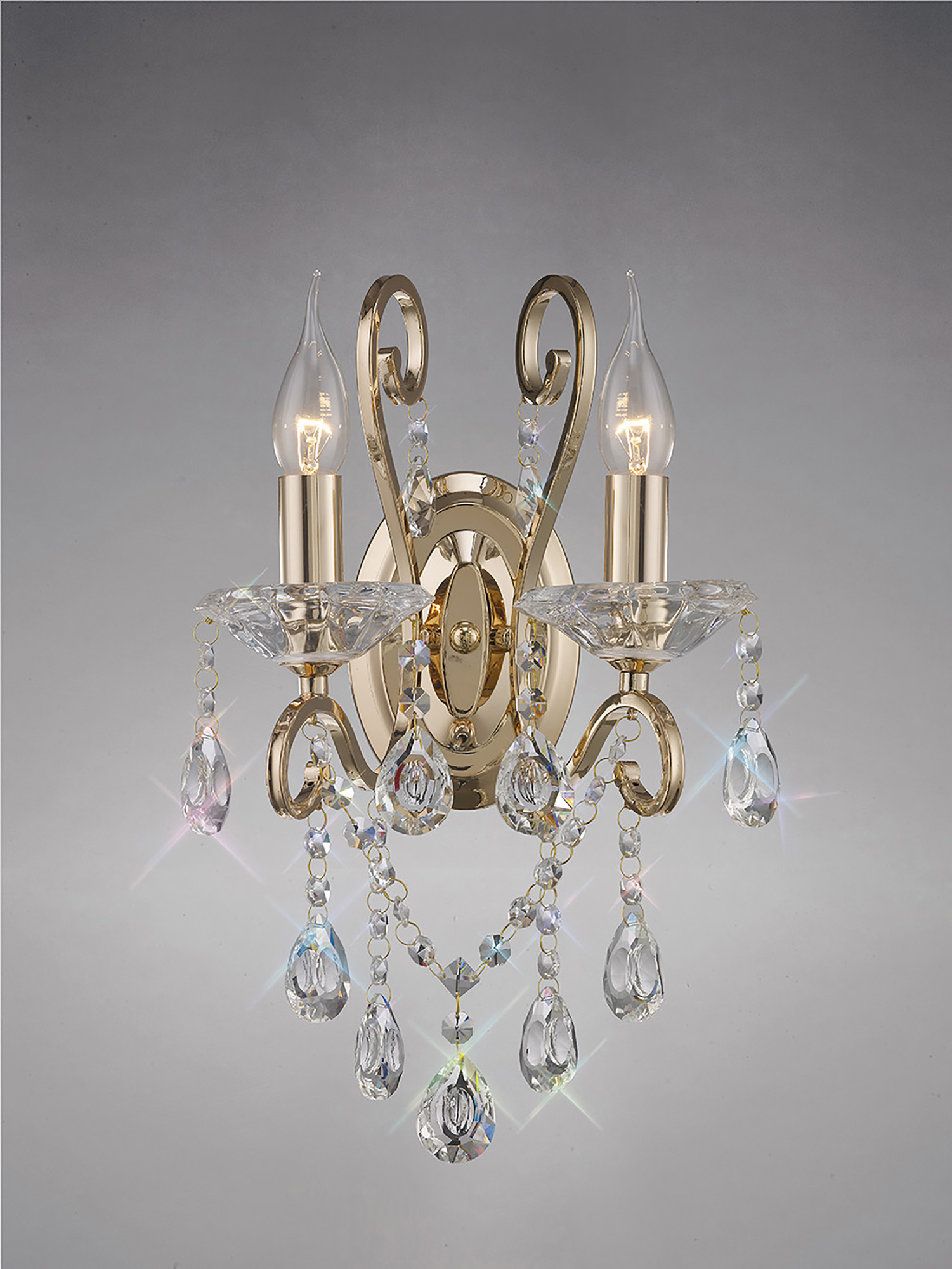 Diyas IL32062 Vela Twin Wall Light Crystal Chandelier French Gold