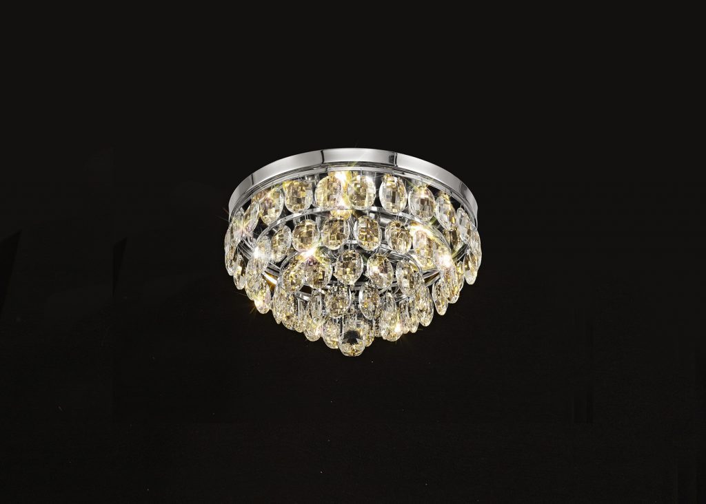 Bella 40cm Flush Ceiling Light Chrome with crystal