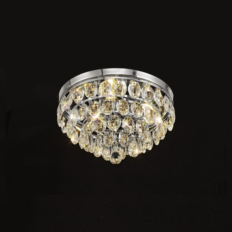 Bella 40cm Flush Ceiling Light Chrome with crystal
