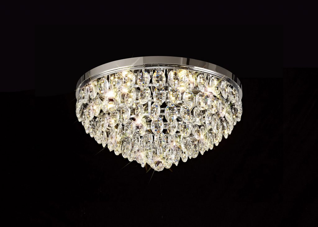 1532813 Bella 60cm Flush Ceiling Light Chrome with Crystal