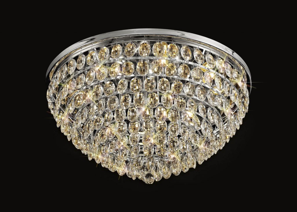 80cm Crystal Flush Ceiling Light Chrome