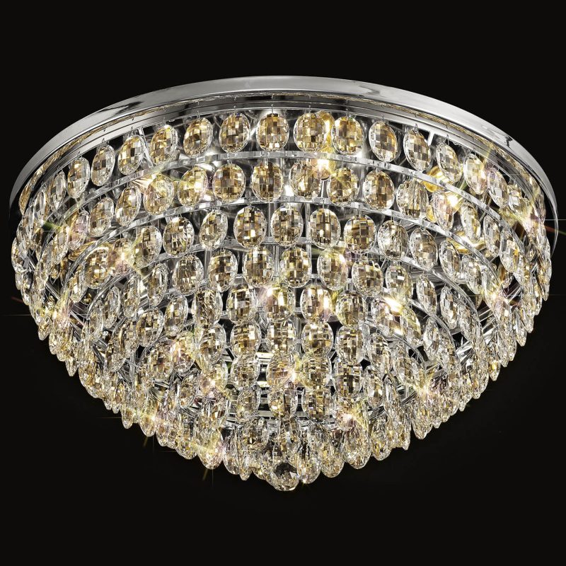 80cm Crystal Flush Ceiling Light Chrome