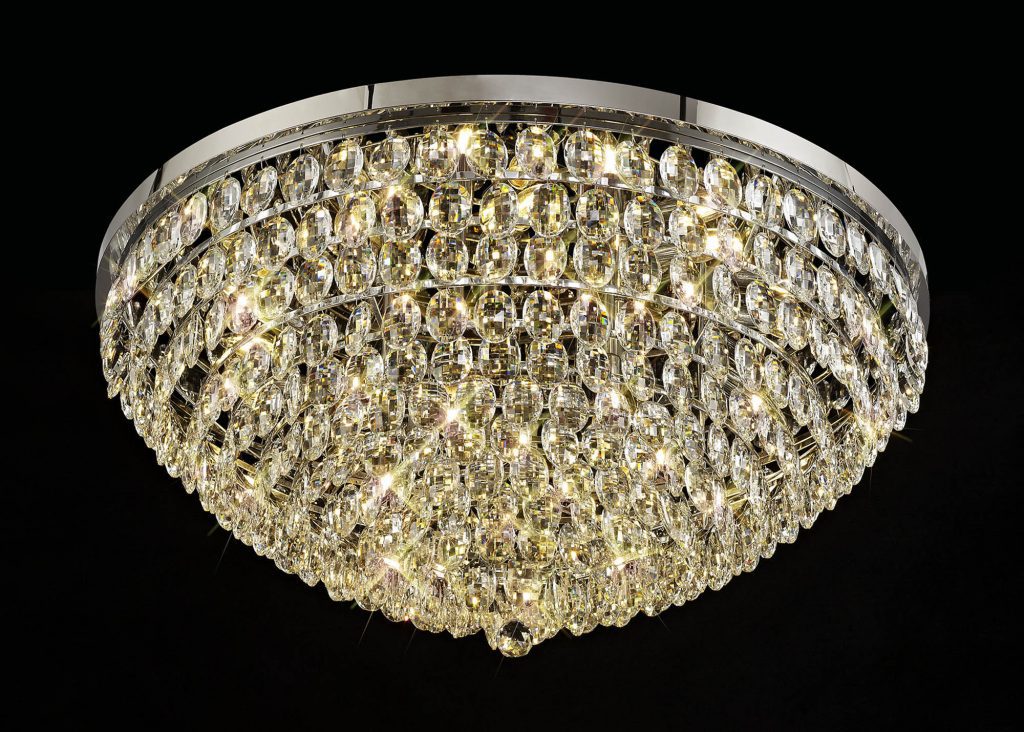 95cm Flush Crystal Ceiling Light Chrome dimmable