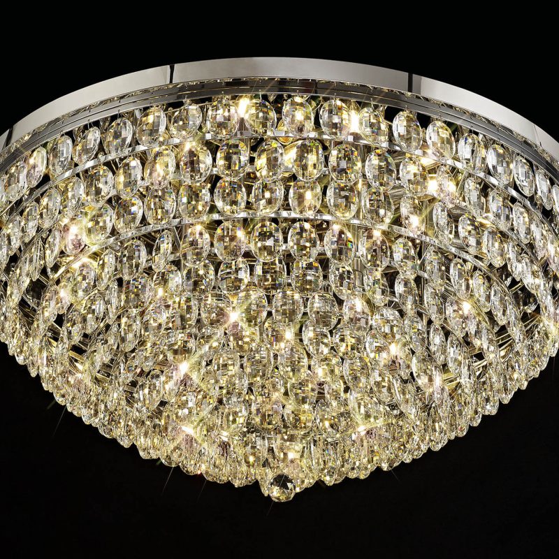 95cm Flush Crystal Ceiling Light Chrome dimmable