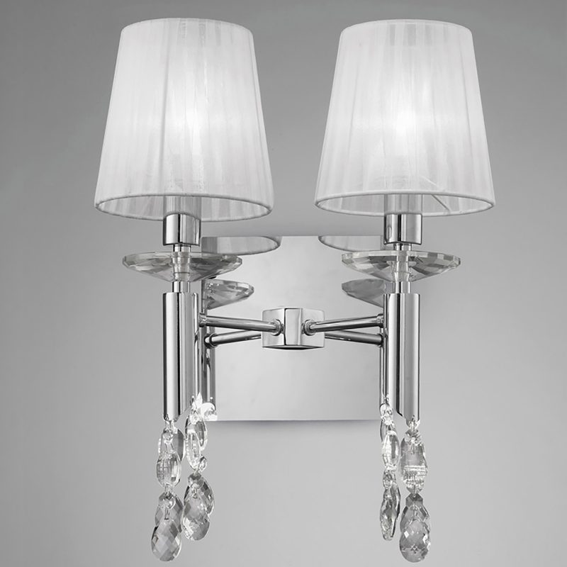 153863/S 2 Light Polished Chrome/Crystal Wall Light