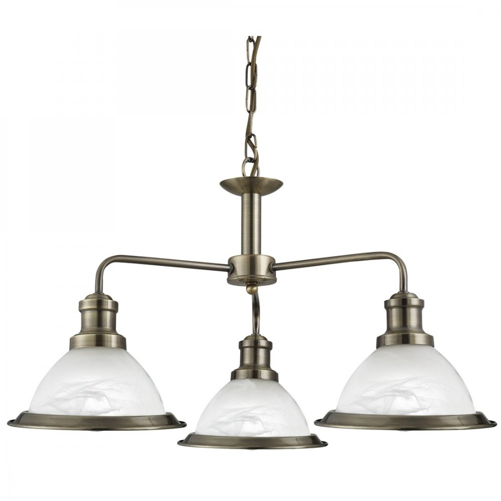 Diner 3 Light Ceiling Pendant Antique Brass
