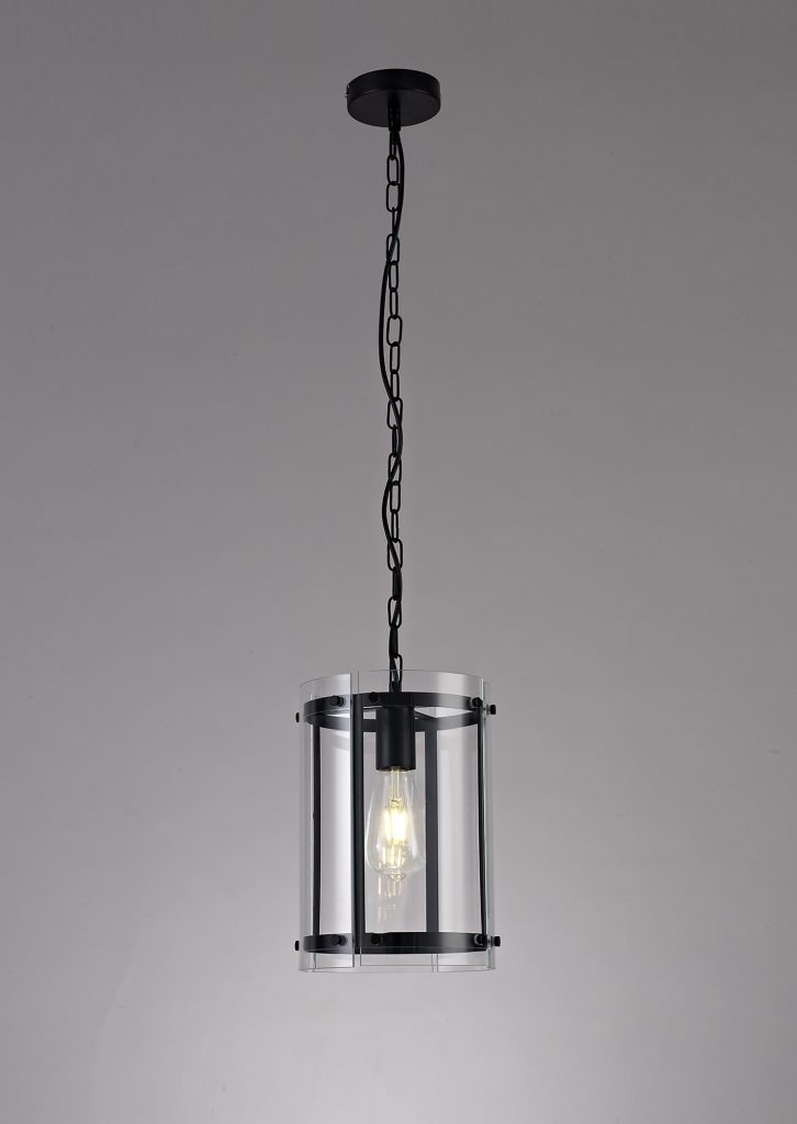 Single Lantern Matt Black with clear glass