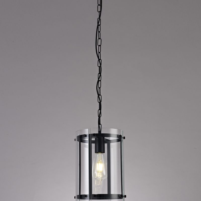 Single Lantern Matt Black with clear glass
