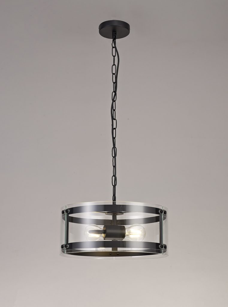 2 Light Lantern Matt Black