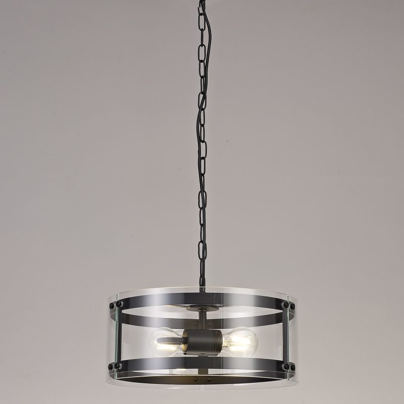 2 Light Lantern Matt Black