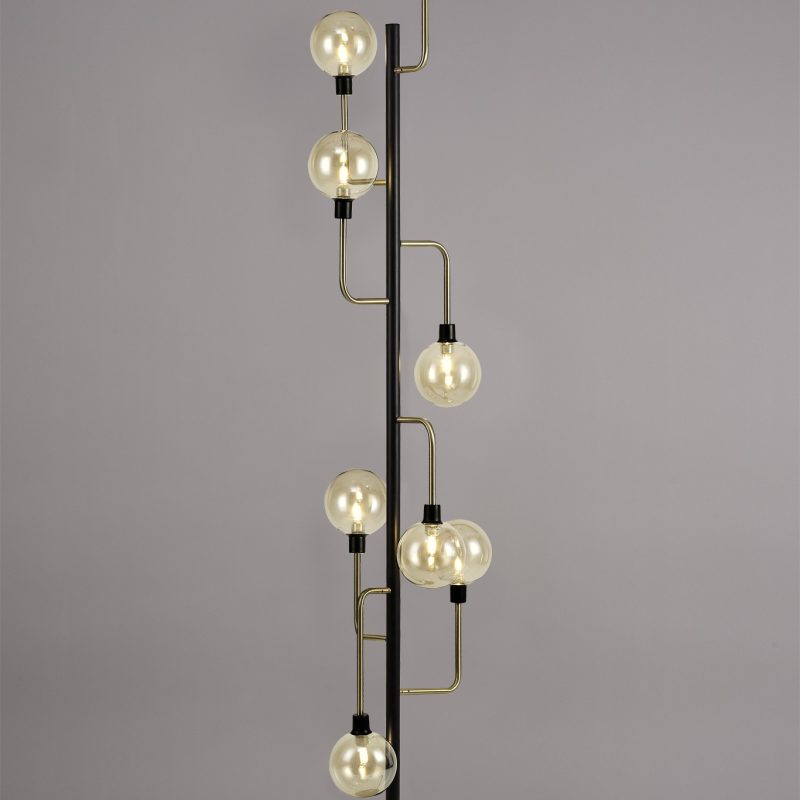 200292 Delta 8 Light Floor Lamp Black/Antique Brass