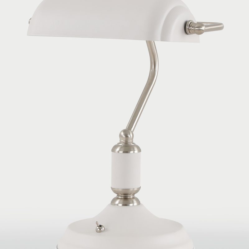 200506 Sand White/Satin Nickel Bankers Lamp