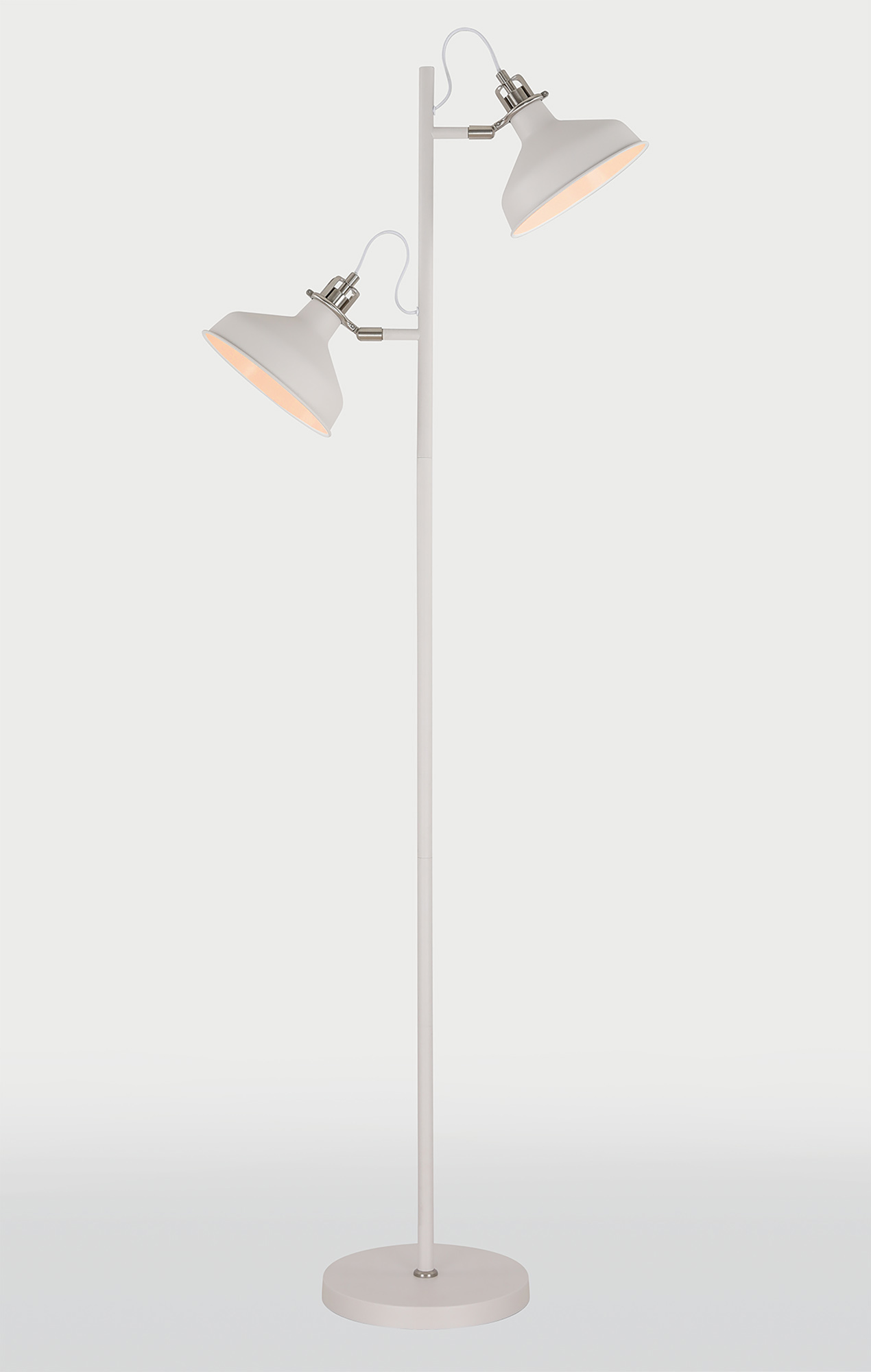 200532 Sand White/Satin Nickel Twin Floor Lamp