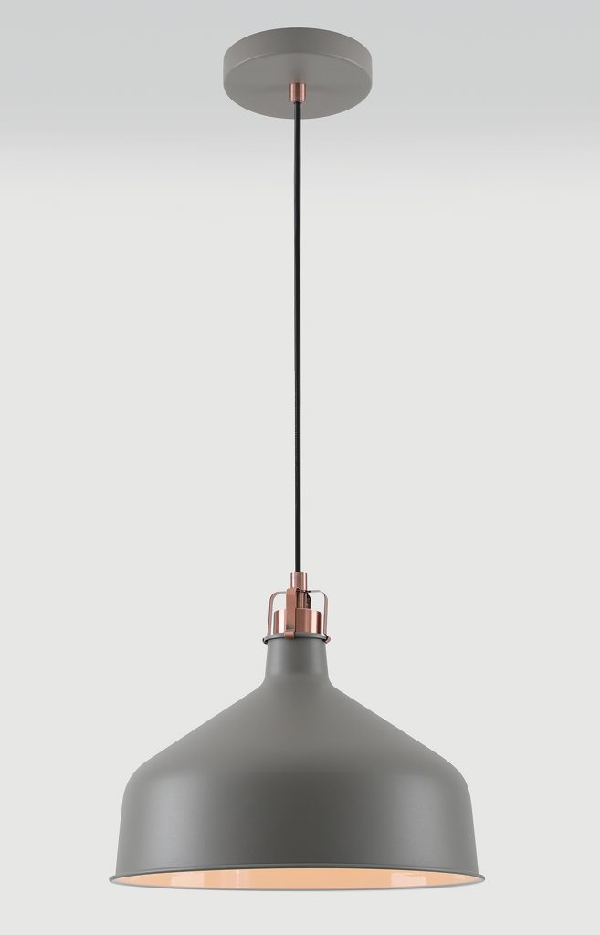 Single Large Pendant Sand Grey and Copper