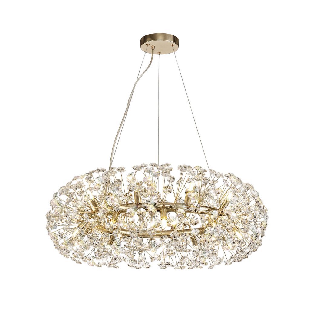 Gold Round Crystal Pendant | Gold Crystal Pendant Lights