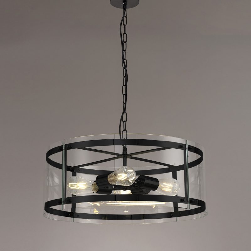 4 Light Lantern Matt Black