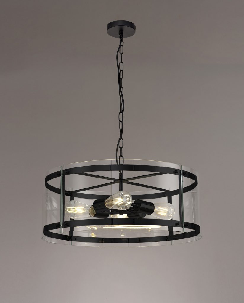 4 Light Lantern Matt Black