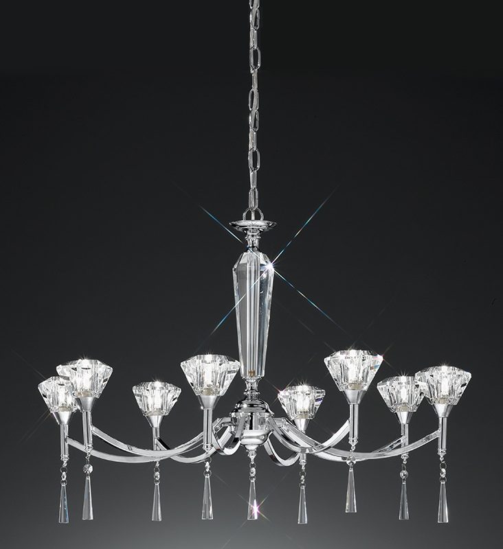 Franklite FL2237/8 Desian 8 light crystal chandelier chrome