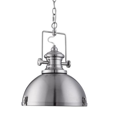 Ceiling Pendant Satin Silver Metal, Industrial style pendant