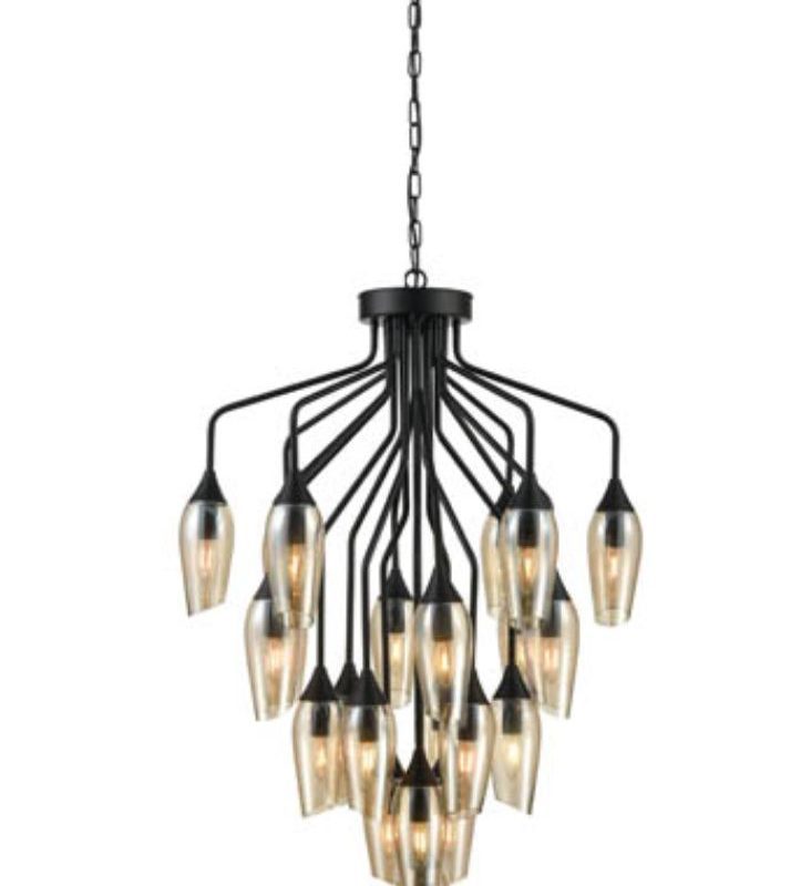 Franklite FL2420/22/346 Taper 22 Light Modern Matt Black Pendant