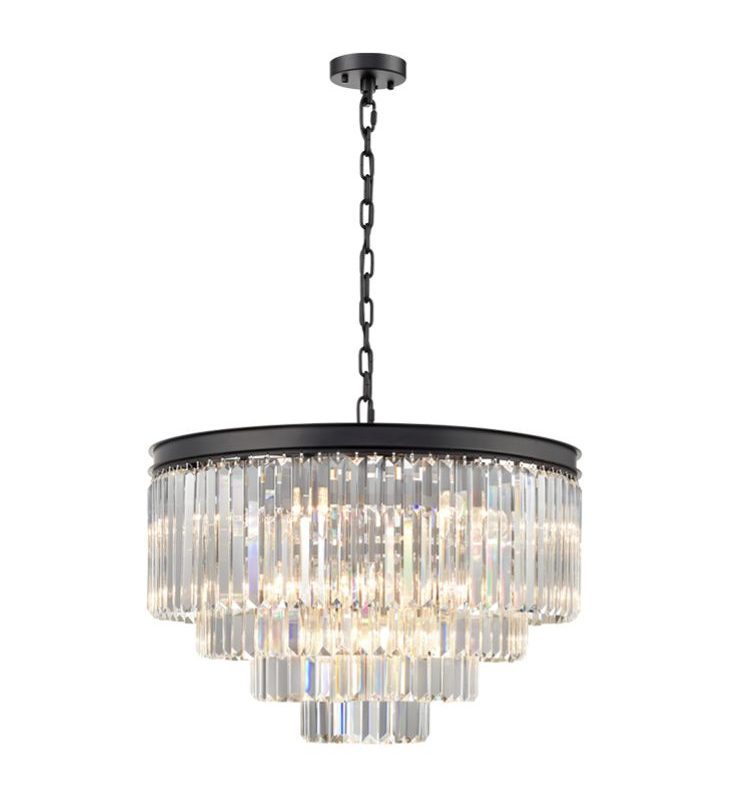 Franklite FL2413-20 Perdita 20 Light Matt Black Crystal Pendant