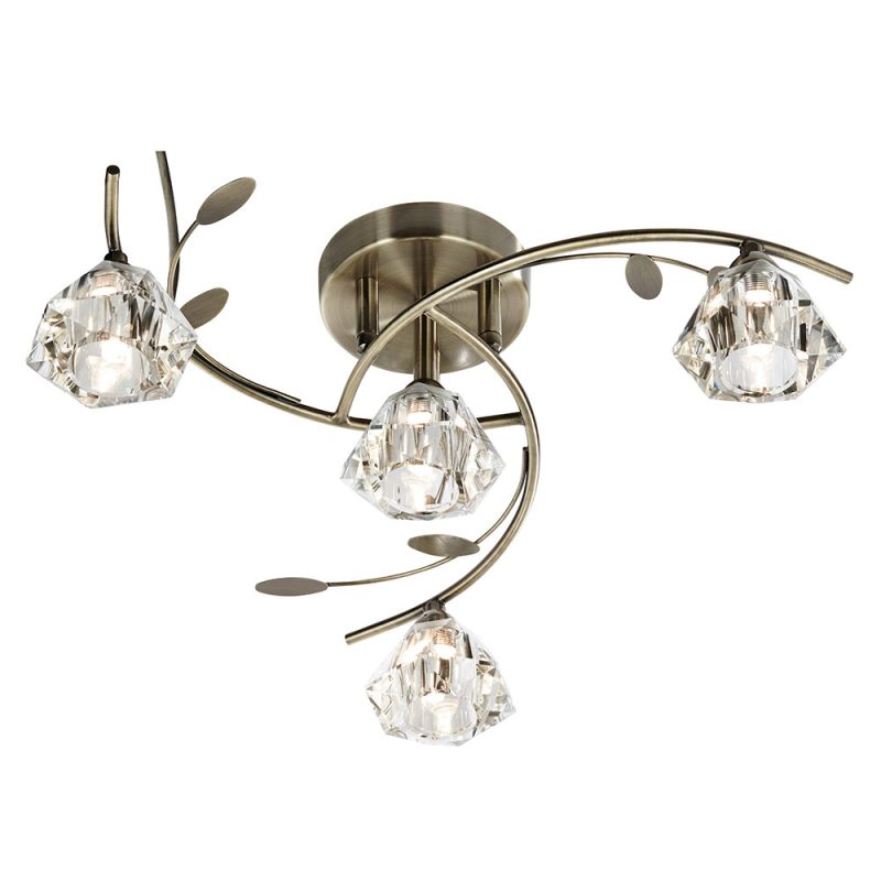 Brass 4lt Ceiling Light | Antique Brass Ceiling Light