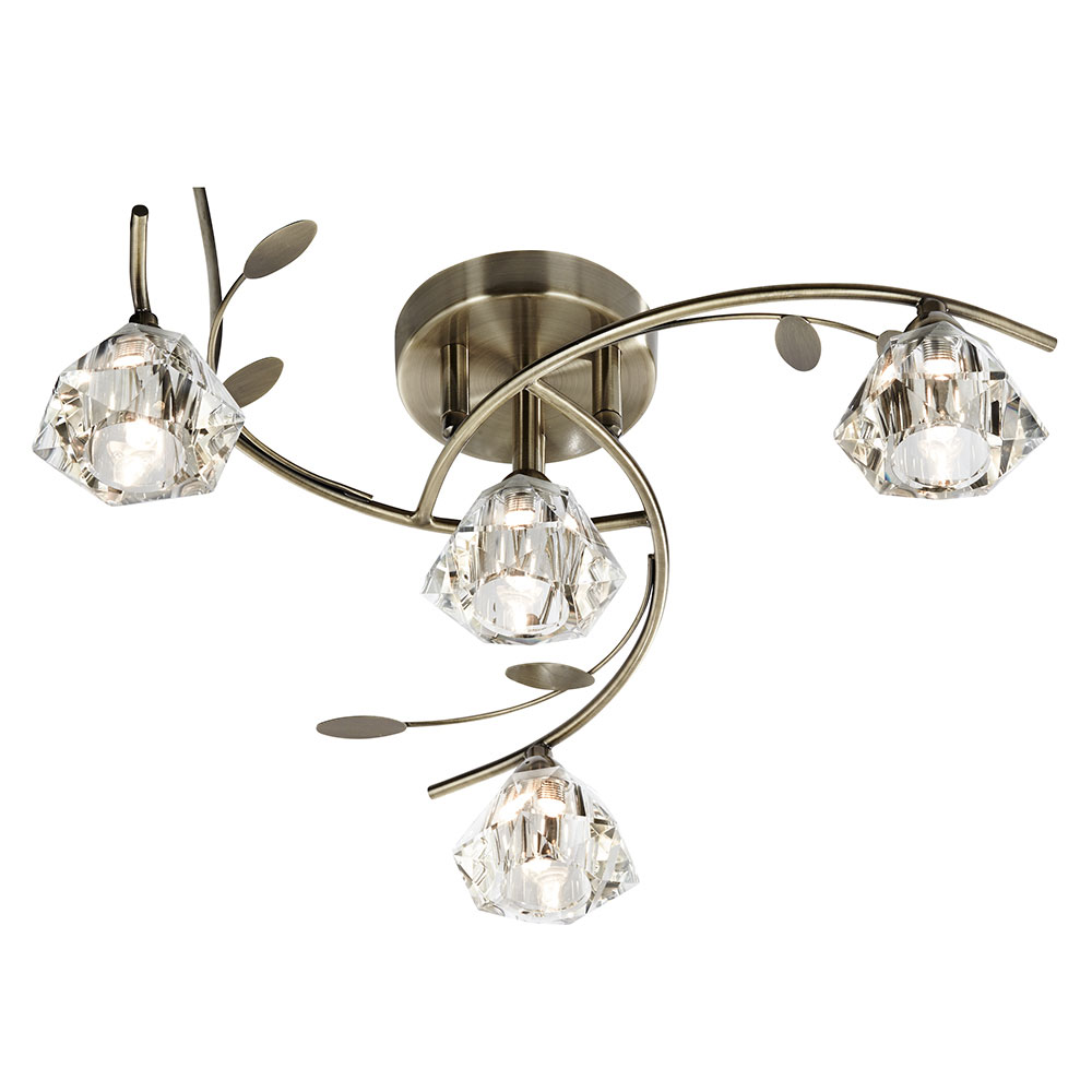 Brass 4lt Ceiling Light | Antique Brass Ceiling Light