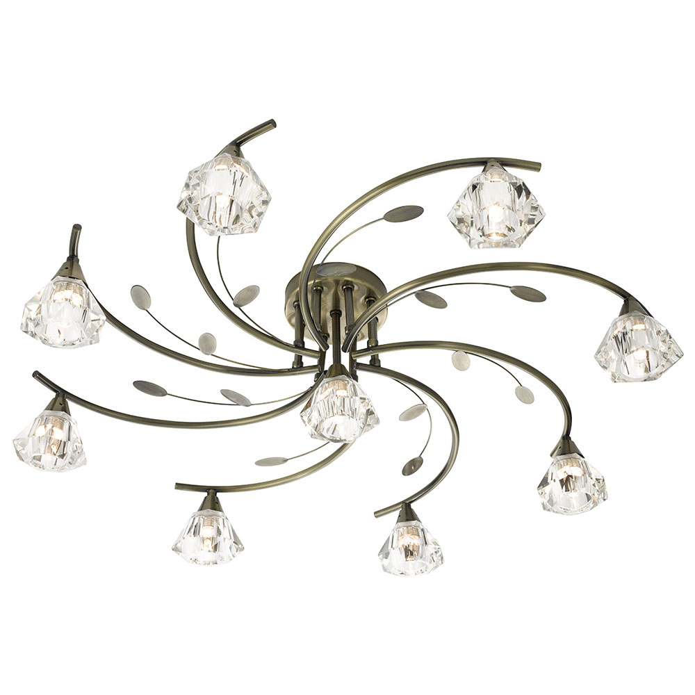 Brass 9lt Ceiling Light | Antique Brass Ceiling Light