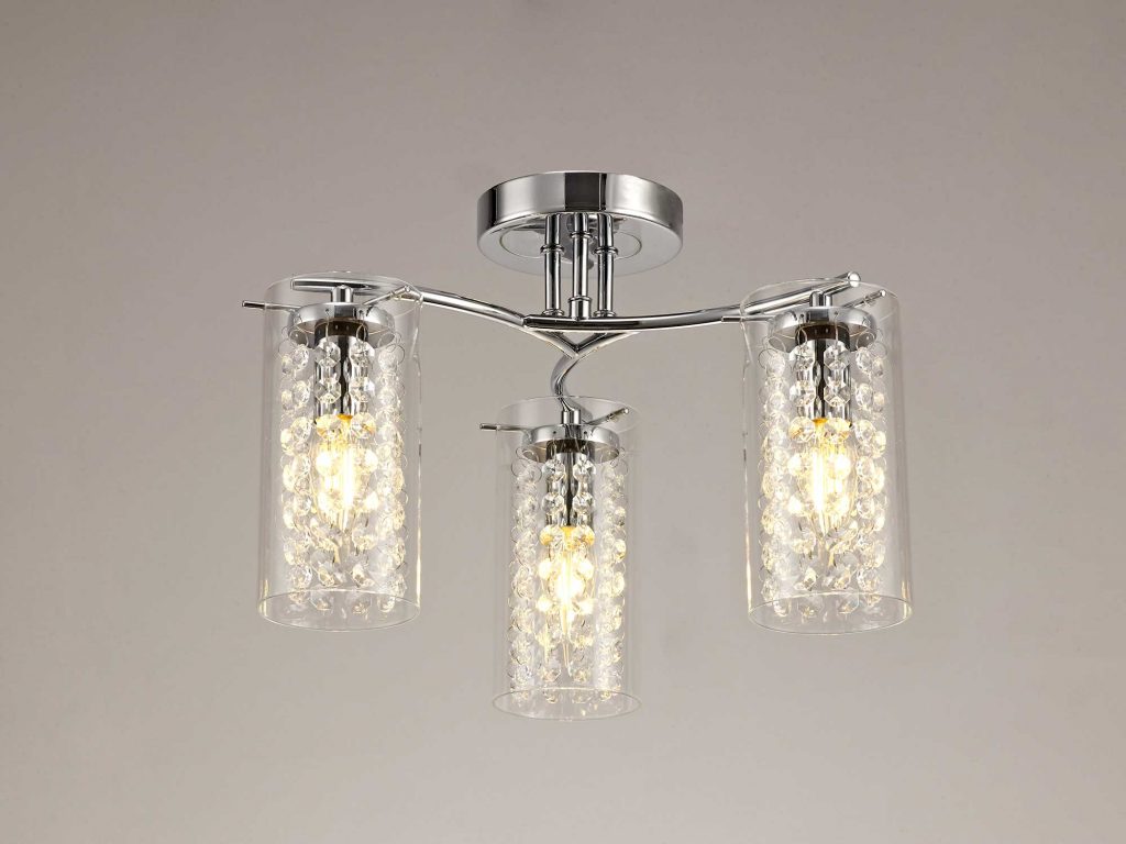 200951 Parris 3 arm ceiling light Chrome with Crystal
