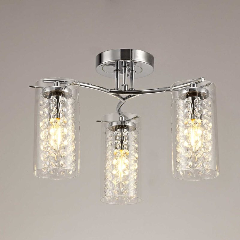 200951 Parris 3 arm ceiling light Chrome with Crystal