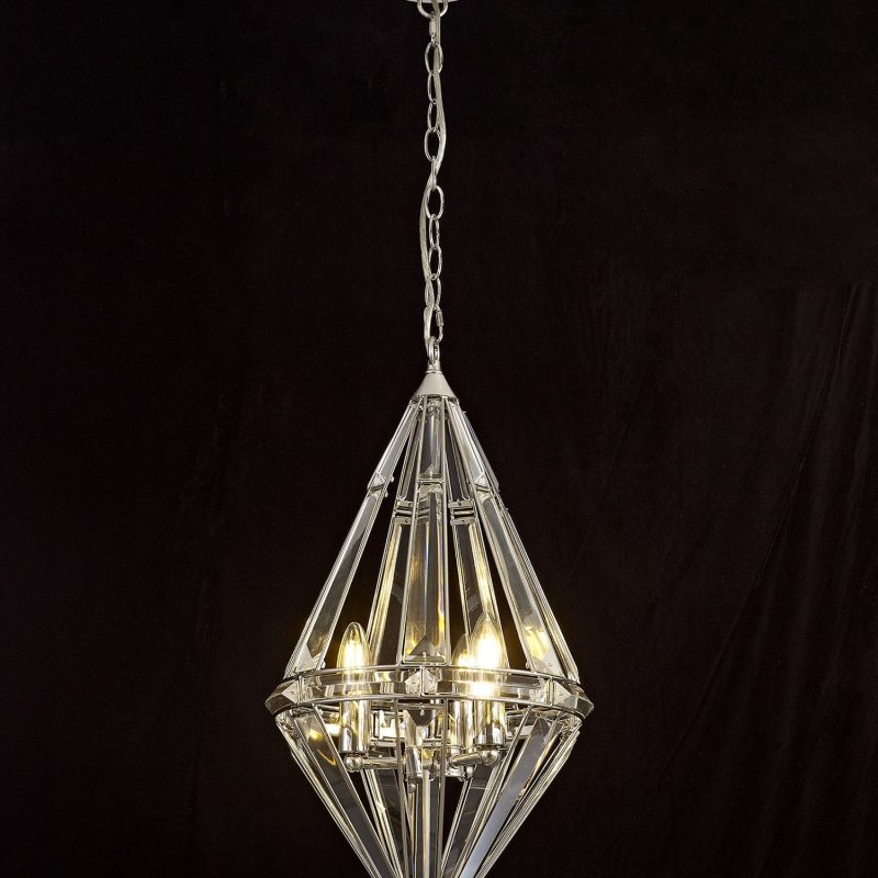 2001622 Chole 3 Light Diamond Pendant Polished Nickel