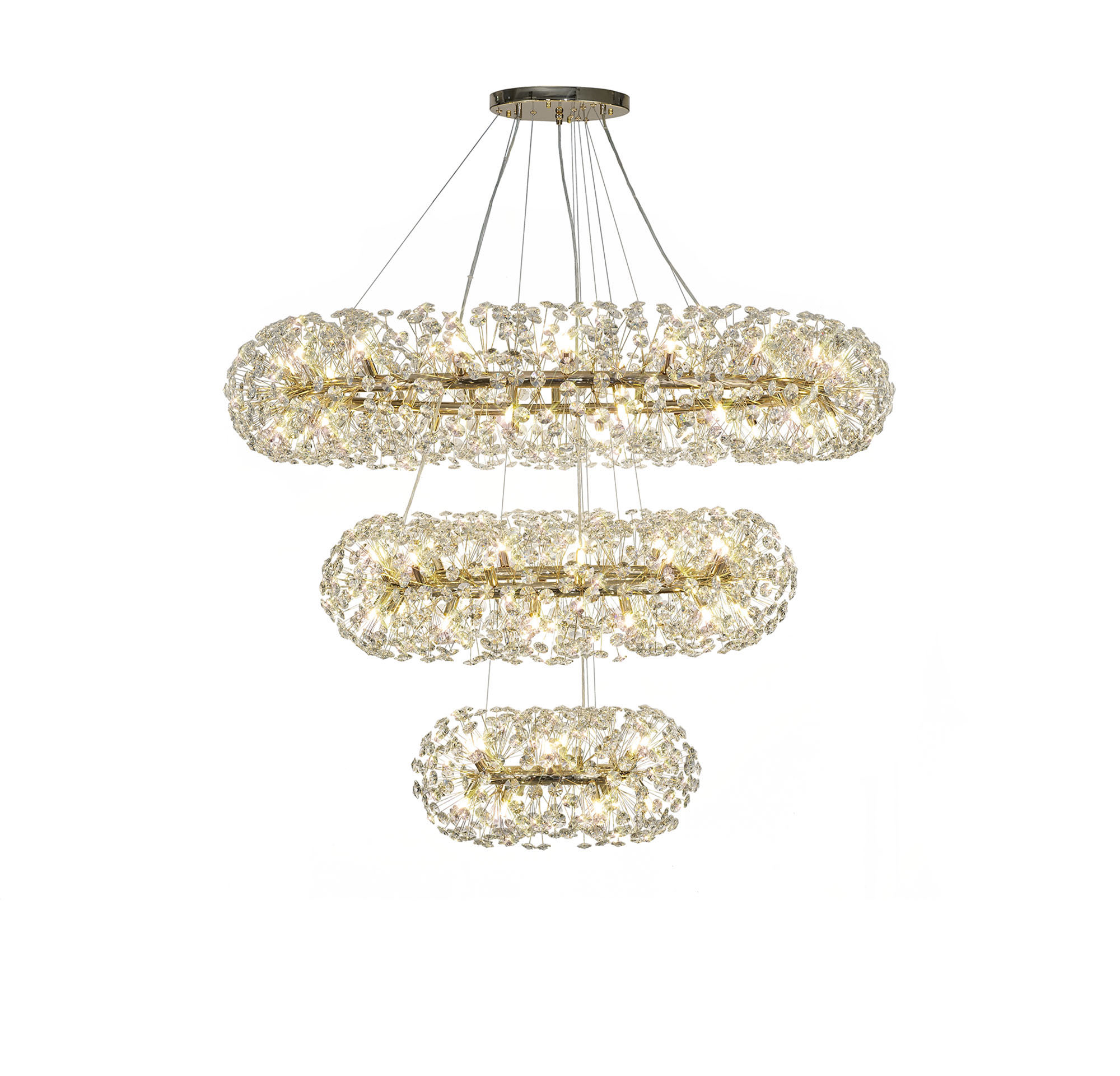 3001012 Belle 74 Light French Gold/Crystal Stairway Light