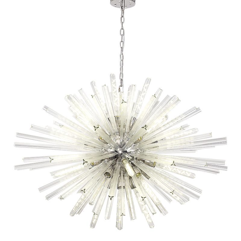 300104 Cleo 32 Light Oval Pendant Polished Nickel/Glass