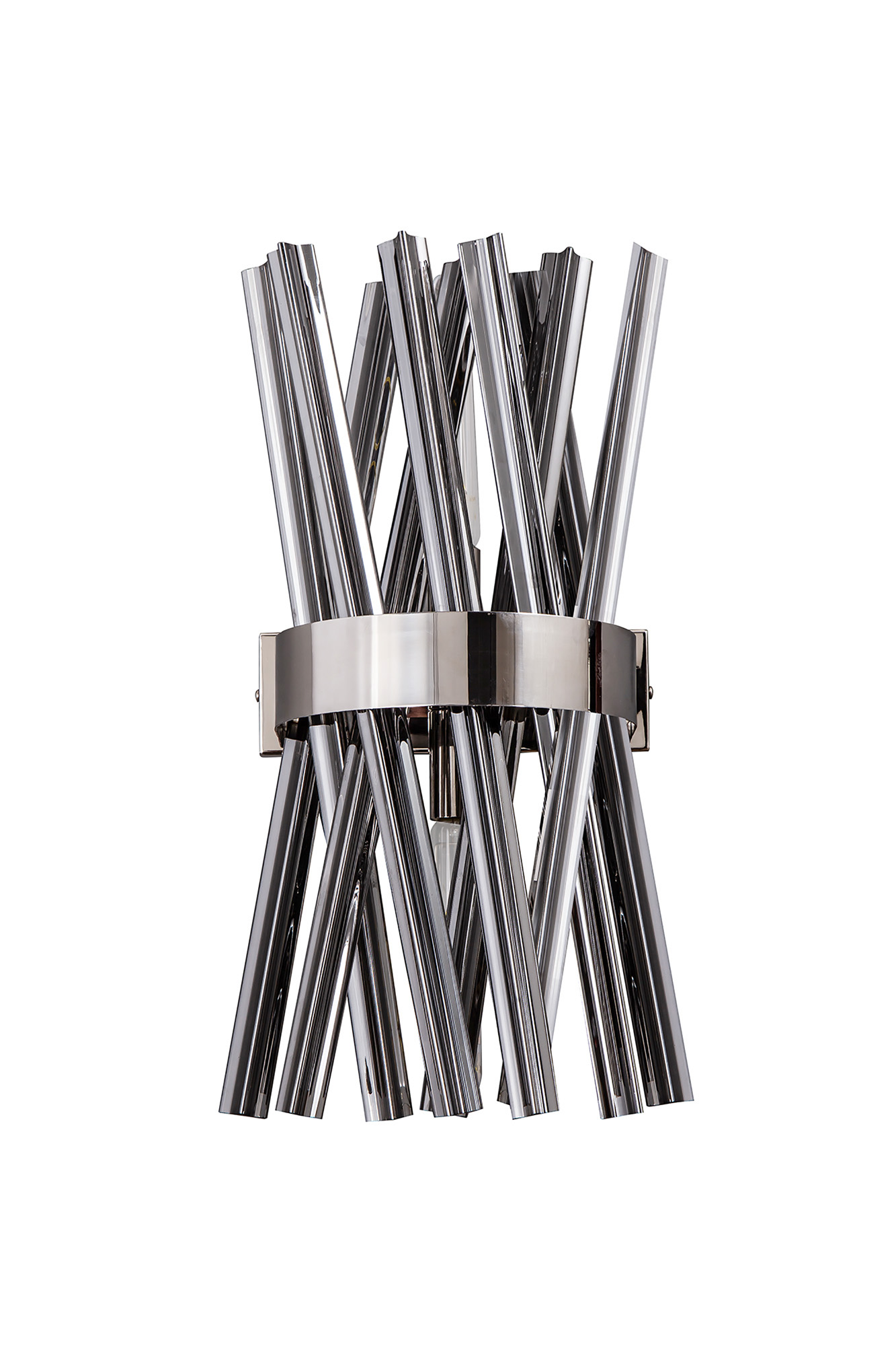 300112 Cleo 2 Light Wall Light Polished Nickel/Smoked Glass - Image 2