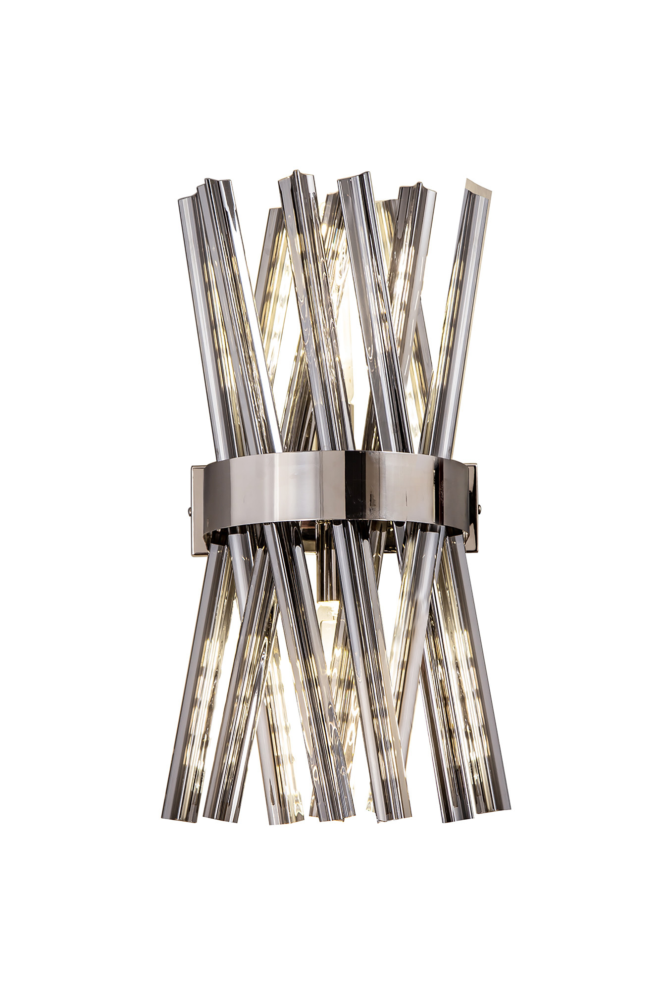 300112 Cleo 2 Light Wall Light Polished Nickel/Smoked Glass - Image 3