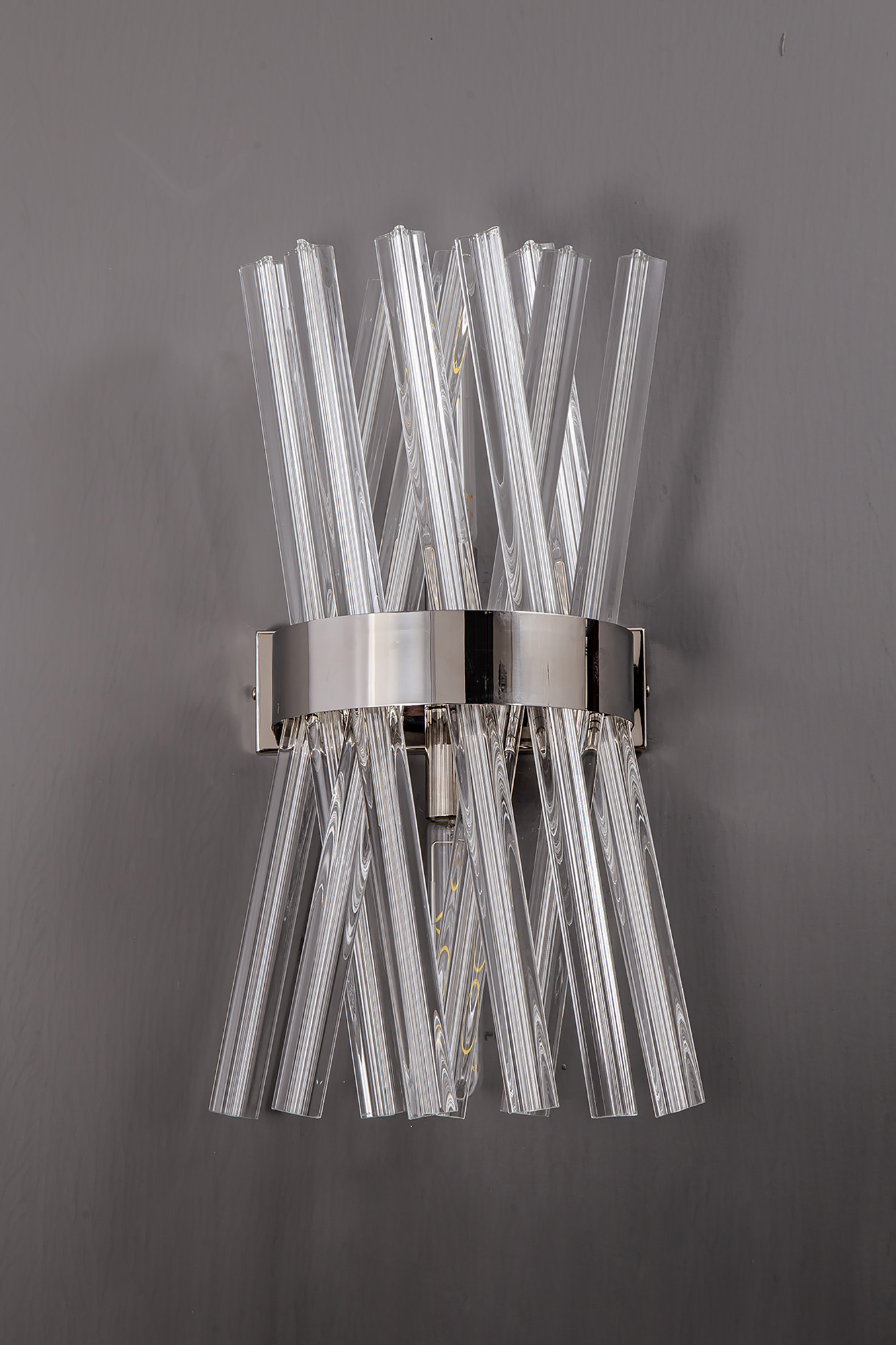 300113 Cleo 2 Light Wall Light Polished Nickel/Glass - Image 2