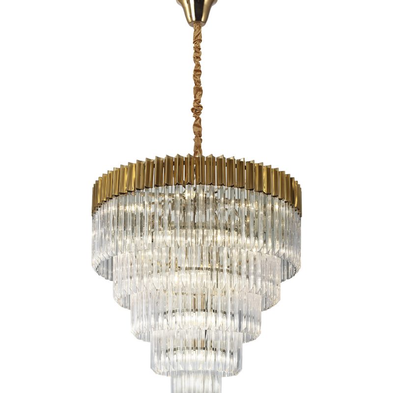 3001281 Shard 18 Light 5 Teir Brass/Glass Pendant