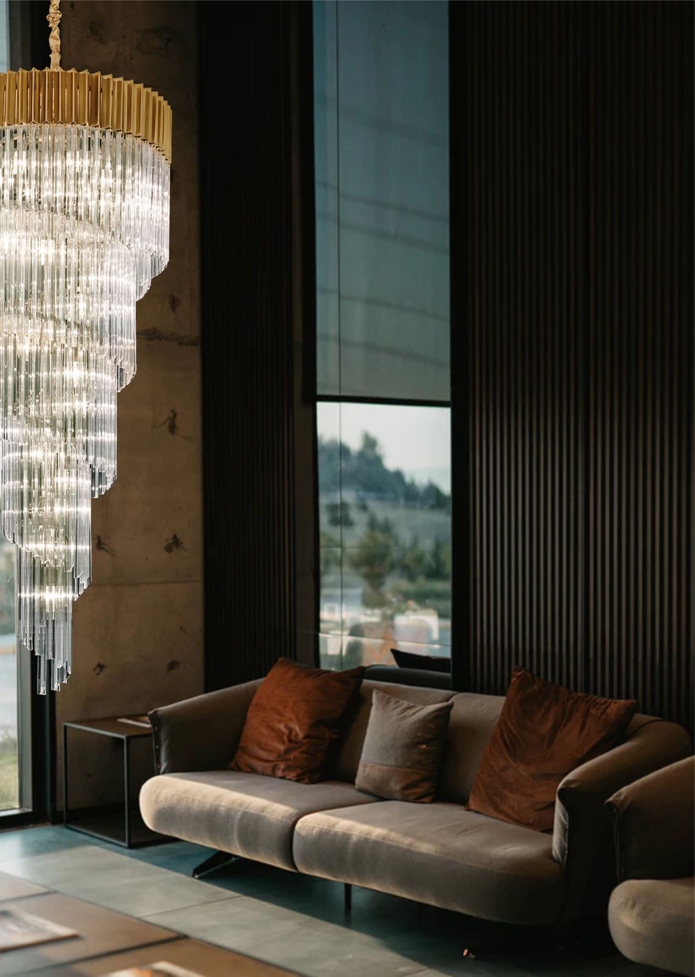 3001291 Shard 23 Light 5 Teir Brass/Glass Pendant - Image 6