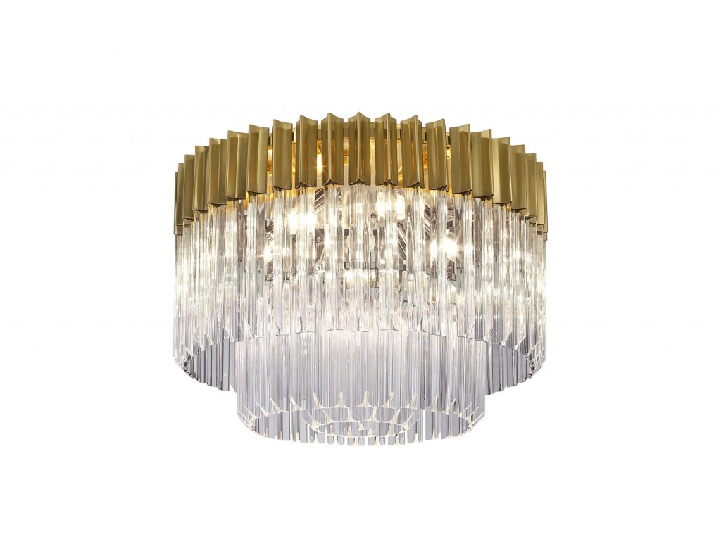 Shard 60cm Flush Brass Light with clear Glass