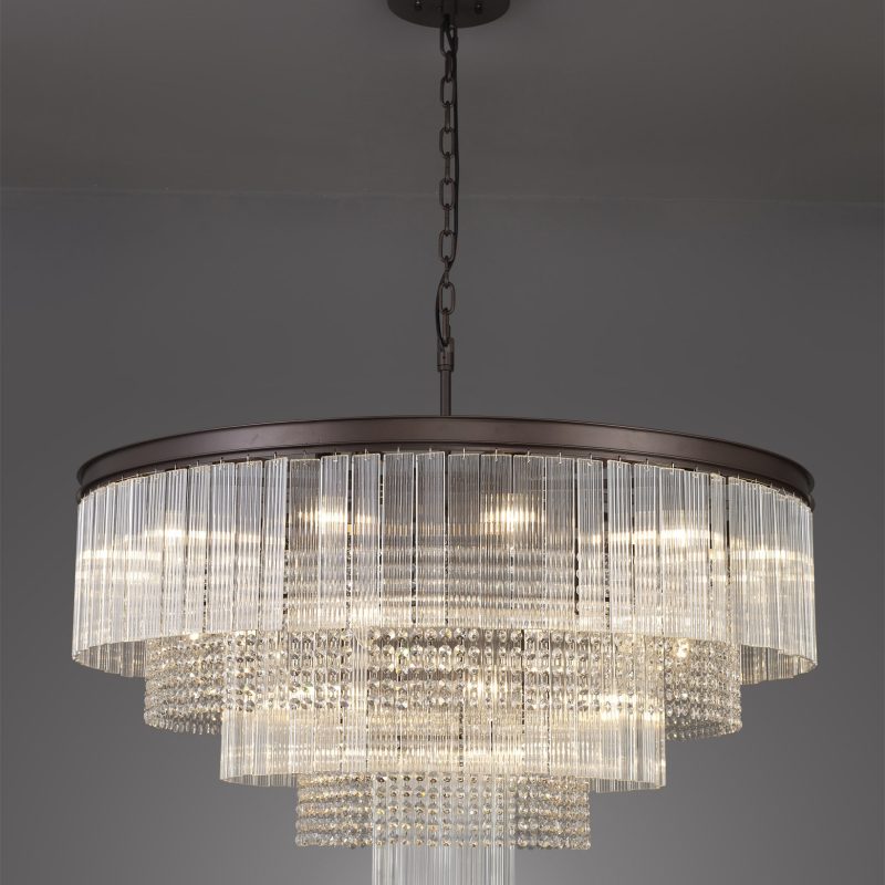 3001661 Boden 3 Tier Crystal Round Pendant Bronze Oxide