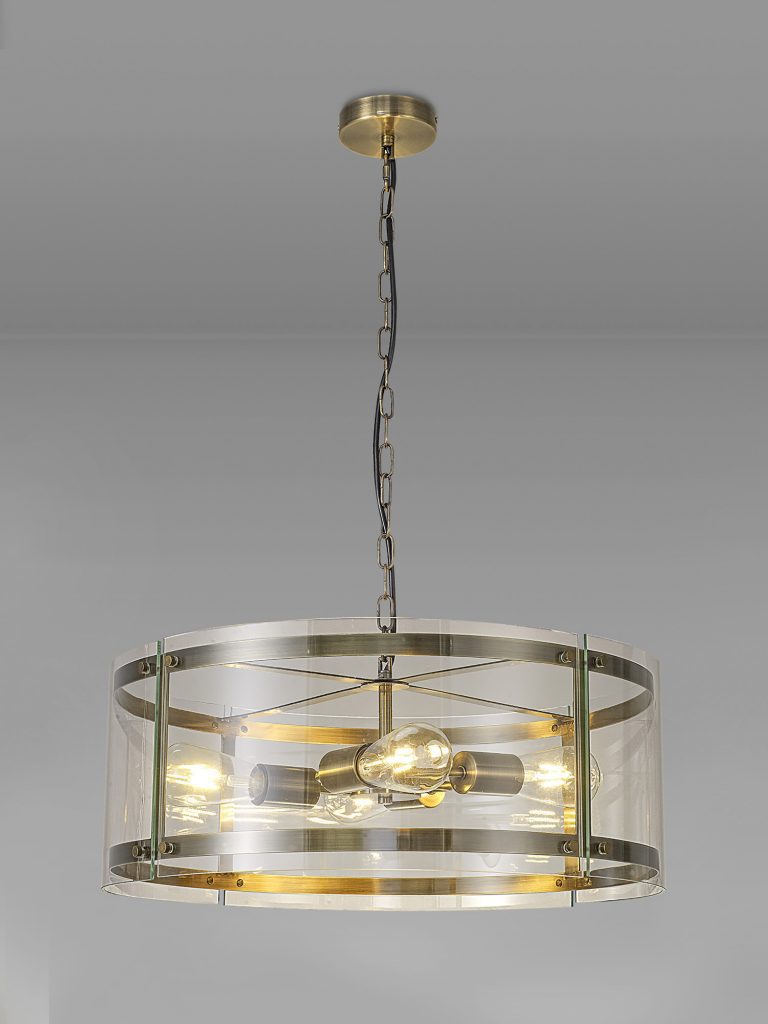 4 Light Lantern Antique Brass