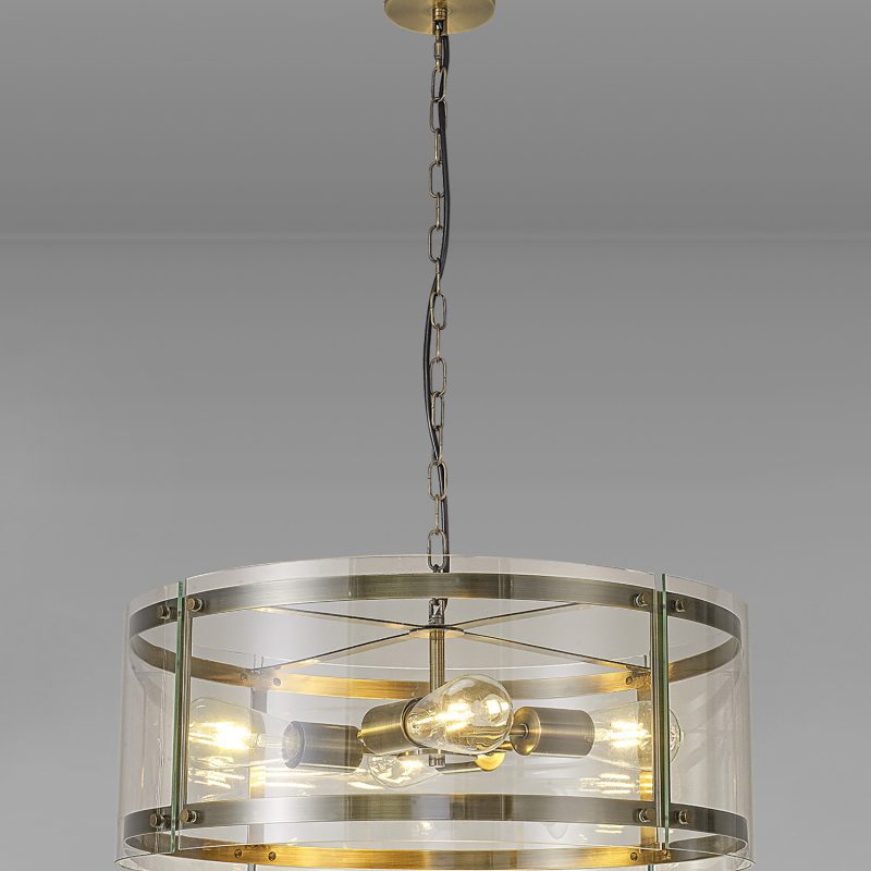 4 Light Lantern Antique Brass