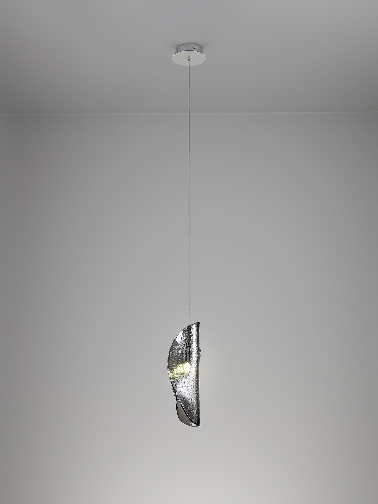 300211 Smoked Scroll Ceiling Pendant Polished Chrome - Image 2