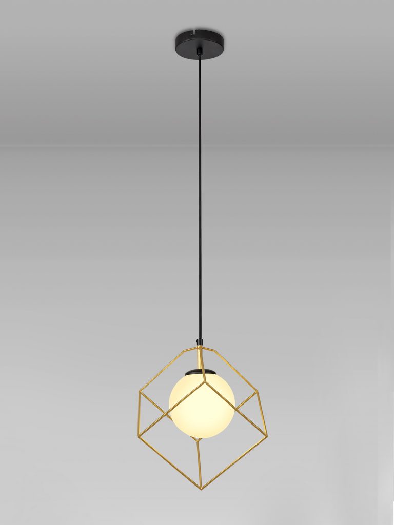 Single Pendant Matt Black and Gold