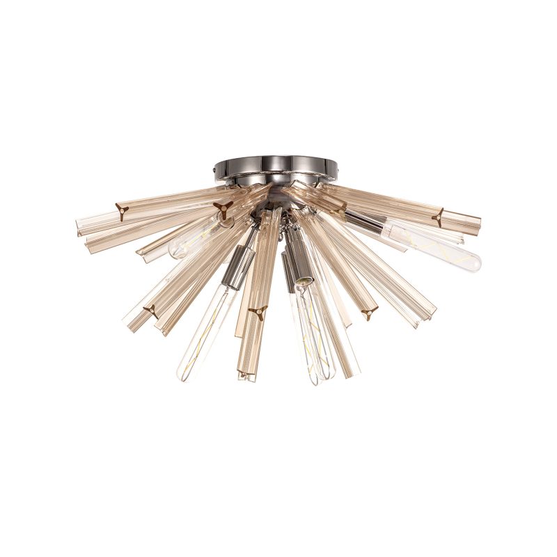 30043 Cleo 6 Light Semi-Flush Light Polished Nickel/Champagne Glass