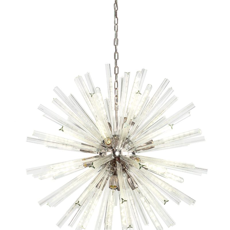 30073 Cleo 16 Light Pendant Polished Nickel/Glass