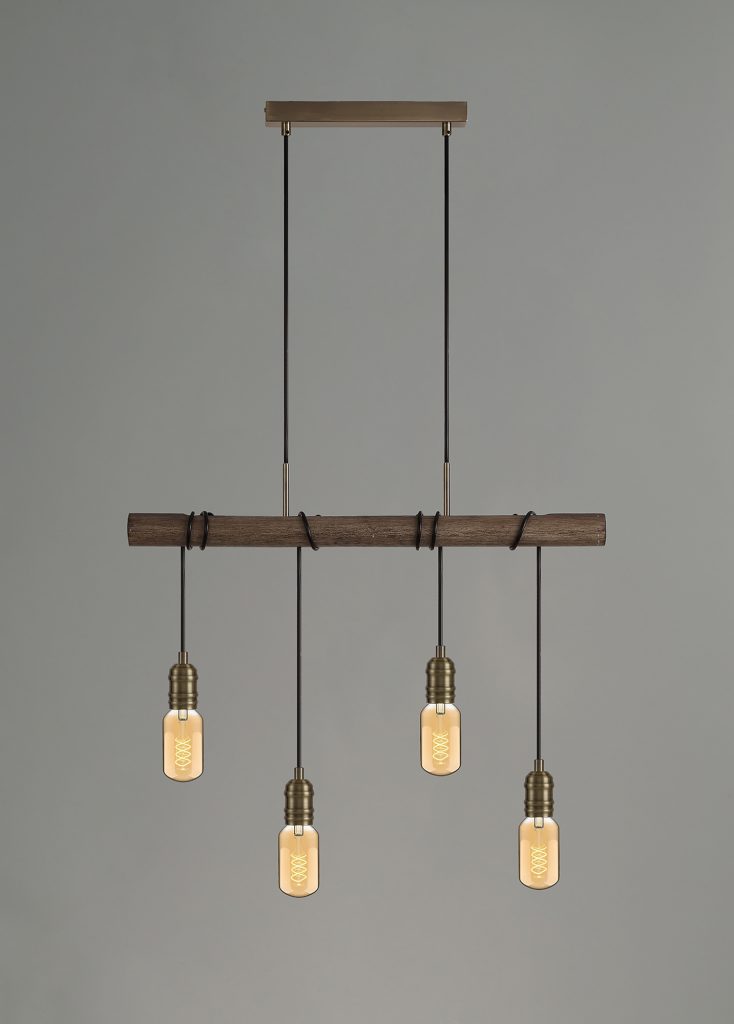 Kitchen Island Pendant Light | 4 Light Wooden Pendant