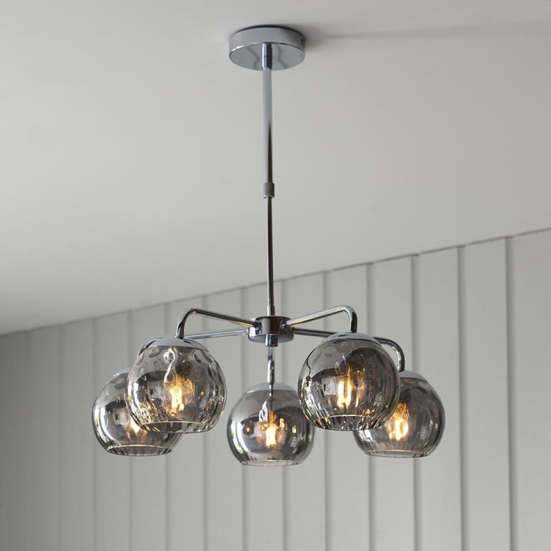 Modern Chrome Pendant Light | 5lt Chrome Pendant Light